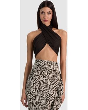Alice + Olivia A+O X Coniglio Palm Beach Stacey Top - Black