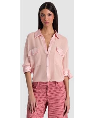Alice + Olivia Finely Oversized Utility Shirt - Pink