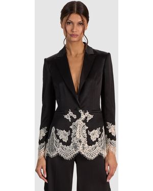 Alice + Olivia Breann Lace Fitted Blazer - Black