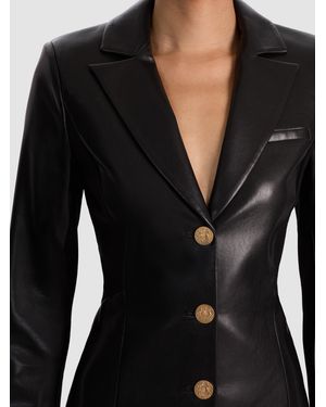 open lace back dress Élise Pleated Peplum-Hem Blazer Dress in Black S / Black main image 1