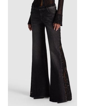 Alice + Olivia Sirena Embellished Cutout Jean - Black