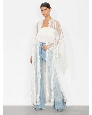 Alice + Olivia Cher Ruffle Maxi Robe - White