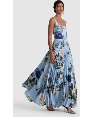 Alice + Olivia Carolyn Pleated Maxi Dress - Blue