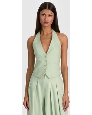 Alice + Olivia Erica Linen Vest - Green