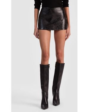 Alice + Olivia Mace Leather Mini Skort - Black