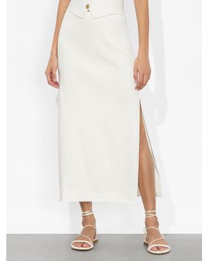 Alice + Olivia Maeve Linen Slip Skirt - White