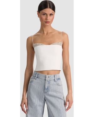 Alice + Olivia Hallie Embellished Peekaboo Top - White