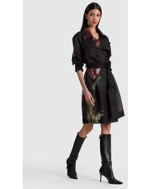 Alice + Olivia Silvia Sheer Midi Trench - Black
