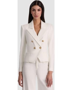 Alice + Olivia Sable Linen Cropped Blazer - Natural