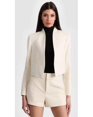 Alice + Olivia Harvey Draped Open-Front Leather Jacket - Natural
