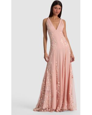 Alice + Olivia Andrina Embellished Gown - Pink