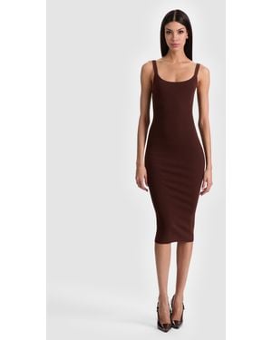 Alice + Olivia Shana Ribbed Tank Dress - Brown