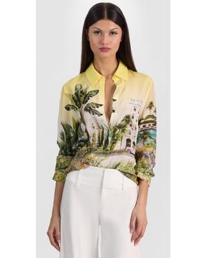 Alice + Olivia Willa Silk Blouse - Green