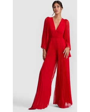 Alice + Olivia Bennet Pleated Jumpsuit - Red