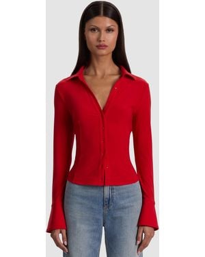Alice + Olivia Freya Button Down Top - Red