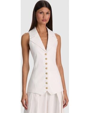Alice + Olivia Pat Linen Vest - White