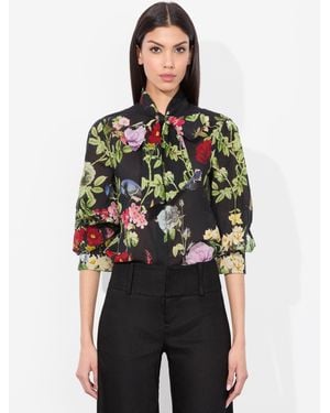 Alice + Olivia Lloyd Slit Sleeve Blouse - Green