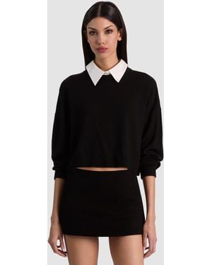 Alice + Olivia Rhett Wool Pullover With Detachable Collar - Black