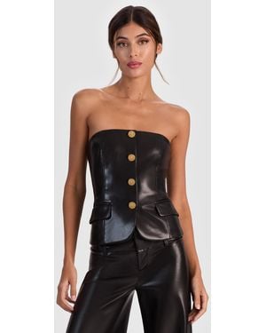 Alice + Olivia Madison Vegan Bustier Top - Black