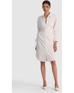 Alice + Olivia Denise Midi Shirt Dress - White