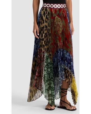 Alice + Olivia Katz Pleated Midi Skirt - Multicolor