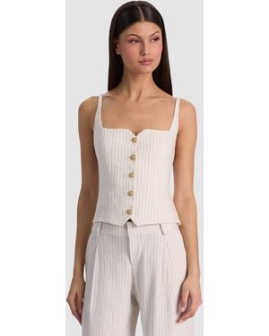 Alice + Olivia Kelcey Linen Vest - White