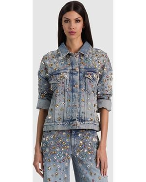 Alice + Olivia Jesse Embellished Denim Jacket - Blue