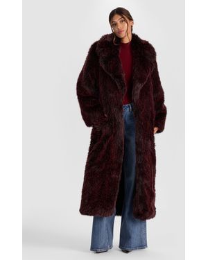 Alice + Olivia Marvin Faux Fur Maxi Coat - Red