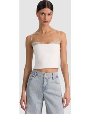 Alice + Olivia Hallie Embellished Peekaboo Top - White