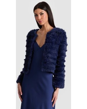 Alice + Olivia Fawn Faux Fur Jacket - Blue