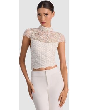 Alice + Olivia Pria Embellished Top - White