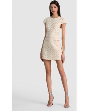 Alice + Olivia Cade Embellished Cap Sleeve Mini Dress - White