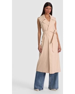 Alice + Olivia Keith Sleeveless Linen Trench - White