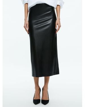 Alice + Olivia Maeve Vegan Midi Skirt - Black