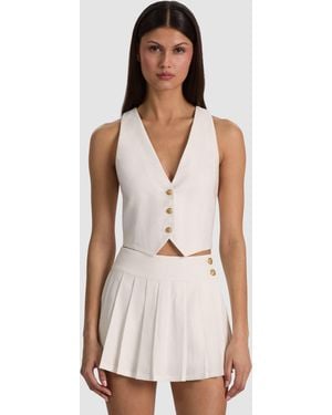 Alice + Olivia Donna Linen Vest - White