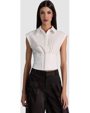 Alice + Olivia Kim Corset Button Down - White