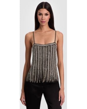 Alice + Olivia Chi Embellished Fringe Tank - Black