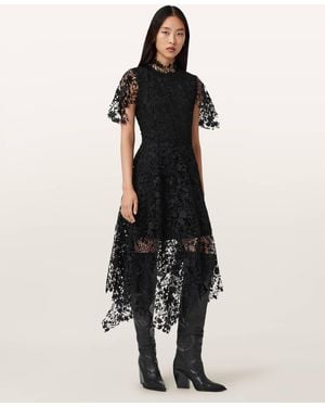 AllSaints Saege Lace Midi Dress - Black