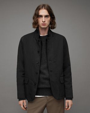 AllSaints Miles Double Layered Button Up Blazer - Grey