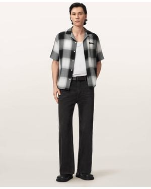 AllSaints Fade Out Short Sleeve Check Shirt - White