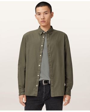 AllSaints Hawthorne Ramskull Stretch Fit Shirt - Green