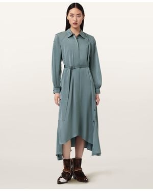 AllSaints Polyester Lexi Midi Dress, /Us 2 - Blue