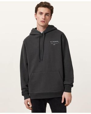 AllSaints Redact Embroidered Logo Relaxed Hoodie - Black
