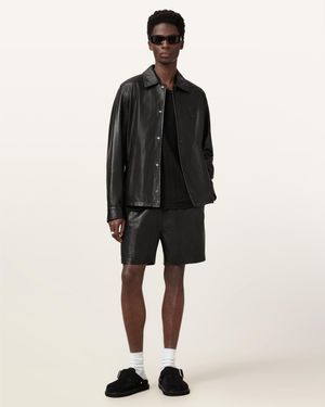 AllSaints Arlington Leather Shorts - Natural