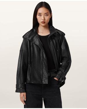 AllSaints Serne Leather Jacket - Black