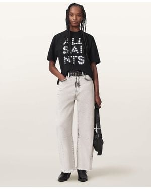 AllSaints Payton High Waisted Barrel Leg Denim Jeans - White