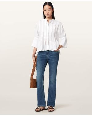 AllSaints Cotton Haldan Mid Rise Bootcut Denim Jeans, /L30 - White