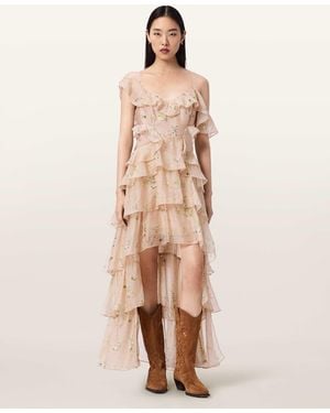 AllSaints Sienna Ruffle Maxi Dress - Natural