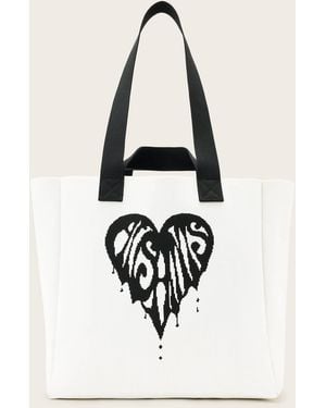 AllSaints Izzy Heart Large Knitted Tote Bag - White
