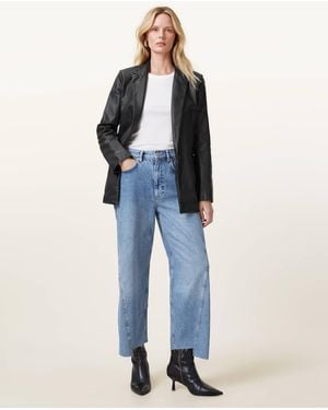 AllSaints Deri Single Breasted Leather Blazer - Black